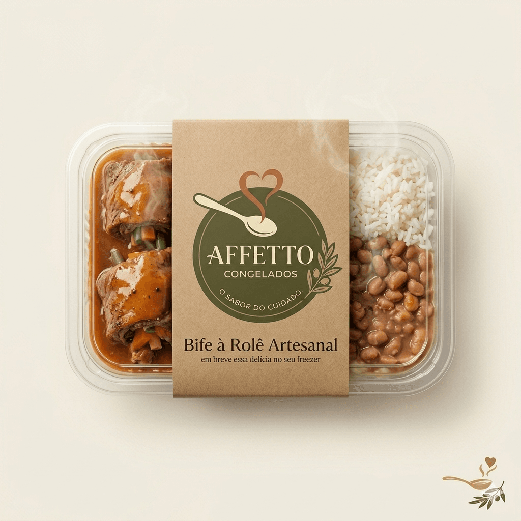 Bife à Rolê com Arroz, Feijão e Purê de Mandioca com Requeijão